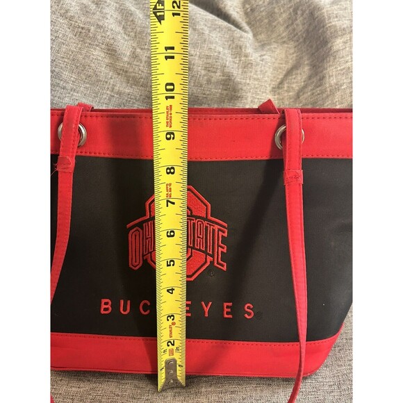 Sandol Ohio State University OSU Buckeyes Purse Red Black Double Handles Zip - Picture 9 of 10